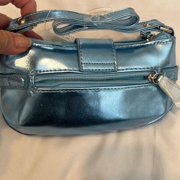 NWT Moda Bella  Metallic Blue Handbag and Wallet Set perfect festival size - Picture 12 of 15